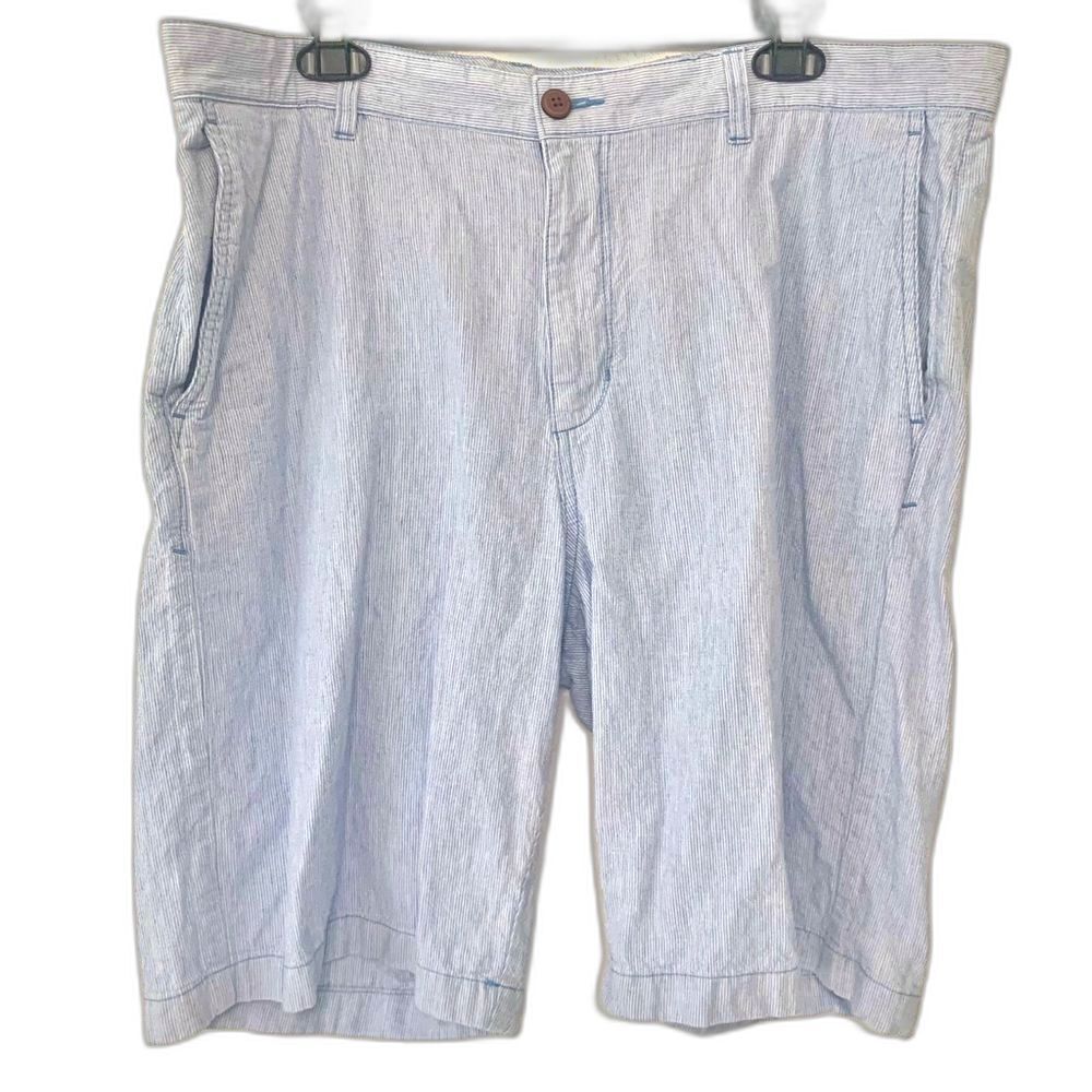 Tommy Bahama Linen Cotton Blend Chino Shorts size 38 Blue Preppy Dressy Vacation
